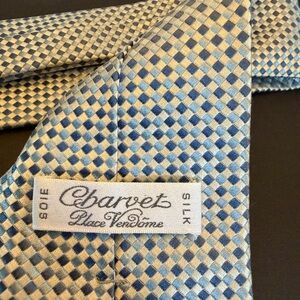 Charvet Blue and Silver Check Silk Tie